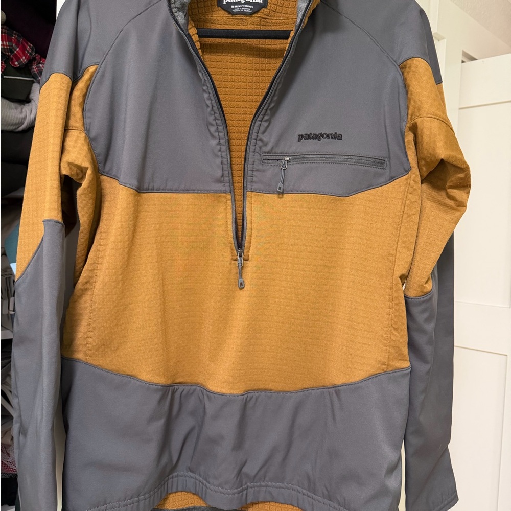 Patagonia Two-Tone Half-Zip Jacket in Mustard and Gray